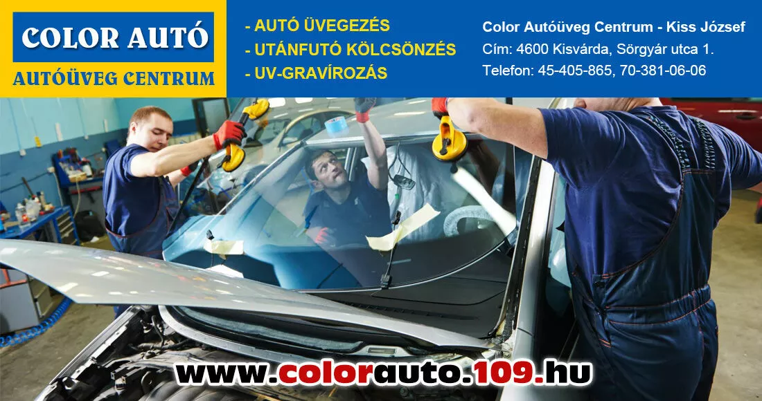 Autóüvegezés, mobil szélvédő csere, utánfutó kölcsönzés, UV gravírozás Kisvárda, Demecser, Nyíregyháza - Color Autóüveg Centrum